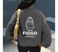Felpa girocollo da donna FIGGO con stampa a gesto, stile casual, maniche lunghe, adatta per l'autunno/inverno, tessuto confortevole, ideale per l'uso quotidiano e il clima fresco, vestibilità morbida,