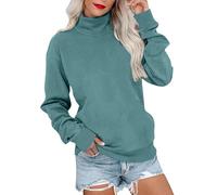 Felpa girocollo da donna in pile con tasche, morbida felpa a maniche lunghe alla moda, casual da indossare tutti i giorni, felpe vintage girocollo, Verde menta, XL
