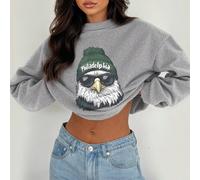 Felpa girocollo da donna LOVE JOYY con motivo aquila e strass luccicanti, adatta per tutte le stagioni L,M,S,XLNatalePoliestere