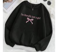 Felpa girocollo da donna taglie forti per autunno e inverno con slogan rosa e design a fiocco, adatta per il ritorno a scuola, la cerimonia di laurea e l'abbigliamento per insegnanti donne 0XL,1XL,2XL