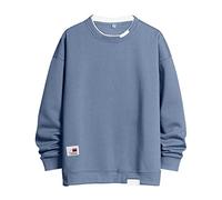 Felpa girocollo da uomo, a maniche lunghe, da uomo, Blu, L