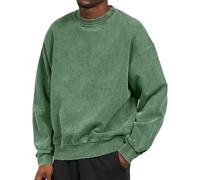 Felpa girocollo da uomo, a maniche lunghe, da uomo, Verde, M