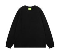 Felpa girocollo da uomo strappata - Design semplice | Autunno Retro Casual, Nero , L
