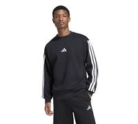 adidas Uomo Essential Three Stripes Fleece Sweatshirt, Black/White, XS