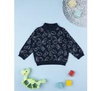 Felpa girocollo garzata bimbo blu stampata dinosauri