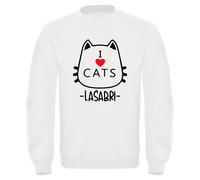 Felpa girocollo I LOVE CATS Sabrigamer - Lasabrigamer - gattini LA SABRI Unisex
