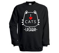 Felpa girocollo I LOVE CATS Sabrigamer - Lasabrigamer - gattini LA SABRI Unisex