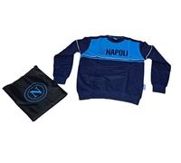 Felpa girocollo in cotone da uomo colore azzurro/blu con stampa ssc napoli tagli