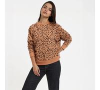 Felpa girocollo, larga, stampa leopardata Altro XXL Leopardato
