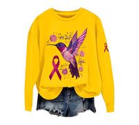 Felpa girocollo oversize da donna felpe senza cappuccio pullover casual allentato felpa con cappuccio consapevolezza del cancro al seno stampa felpa con nastro camicie cancro al seno t-shirt pullover