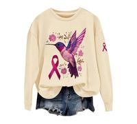 Felpa girocollo oversize da donna felpe senza cappuccio pullover casual allentato felpa con cappuccio consapevolezza del cancro al seno stampa felpa con nastro camicie cancro al seno t-shirt pullover
