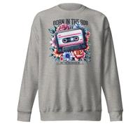 Felpa girocollo per adulti con scritta "Born in The 80s But The 90s Raised Me", Grigio carbone., XL
