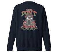 Felpa girocollo per adulti con scritta in lingua inglese "Please Don't Talk to Me Talk to My Car", Giacca blu navy., S