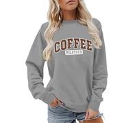 Felpa Girocollo Stampata, Manica Lunga, Pullover Casual, Morbido Pile, Top alla Moda Autunno Inverno per Un Comodo utilizzo Quotidiano (Grey, XXL)