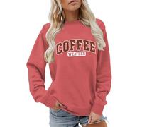 Felpa Girocollo Stampata, Manica Lunga, Pullover Casual, Morbido Pile, Top alla Moda Autunno Inverno per Un Comodo utilizzo Quotidiano (Watermelon Red, L)