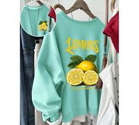 Felpa girocollo unisex con grafica al limone, un must have dello stile di strada per l'estate. Nuovi arrivi primavera/estate: felpe primavera/estate, abbigliamento donna primavera/estate, felpe stampa