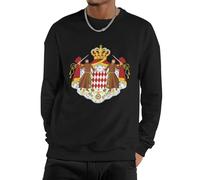Felpa Girocollo Uomo Unisex Pullover Hoodie Sweatshirt Top con Principato di Monaco Bandiera Nazionale Work Wear Caldo E Morbido Maniche Lunghe Crewneck Casual per Tutte Le Stagioni Coppia