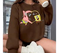 Felpa girocollo versatile da donna in cotone color albicocca. Con un personaggio a forma di polpo e un'atmosfera cartoon rilassata, adorabile ma leggermente impertinente. Si abbina facilmente ai jeans