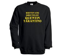 Felpa Girocollo Written And Directed by (Quentin Tarantino Tshirt Maglia Pulp Fiction) Maglietta Uomo Donna Unisex (L, Nero)