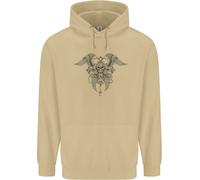 Felpa Gothic Biker Heavy Metal Uomo Con Ali Di Teschio Incrociate