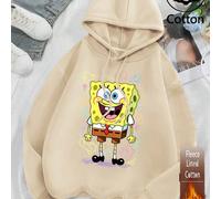 Felpa grigia con cappuccio e maniche lunghe da uomo e da donna, con stampa del tenerissimo e iconico sorriso di SpongeBob SquarePants, piena di energia e punteggiata da colorati elementi graffiti, per