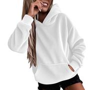 Felpa grigia da donna in cotone, oversize, con cappuccio, a maniche lunghe, con cappuccio, in tinta unita, con cappuccio, per autunno e inverno, bianco, xxl