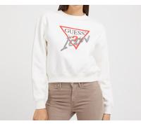 Felpa Guess Cotone Felpato Girocollo Regular W3YQ14KB681 G012 Bianco