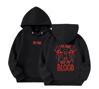 Felpa Halloween Bambina Felpe con Cappuccio Ragazza con Stampa Lettera Felpa Invernale in Pile Calda Ampia Felpe Invernali Maniche Lunghe con Tasche Hoodie Moda Pullover Autunno (Black, 9-10 Years)