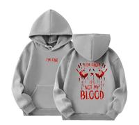 Felpa Halloween Bambina Felpe con Cappuccio Ragazza con Stampa Lettera Felpa Invernale in Pile Calda Ampia Felpe Invernali Maniche Lunghe con Tasche Hoodie Moda Pullover Autunno (Grey, 8-9 Years)