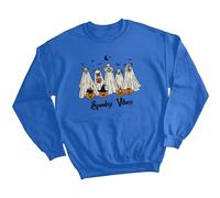 Felpa Halloween Spooky Vibes Cani Fantasmi Horror Retro Maglione Adulti e...