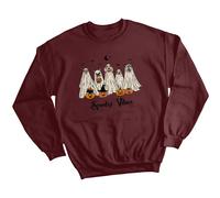 Felpa Halloween Spooky Vibes Cani Fantasmi Horror Retro Maglione Adulti e...