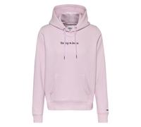 Felpa Hoodie Tommy Jeans Felpa Regular Linear Con Cappuccio Misto Cotone Rosa
