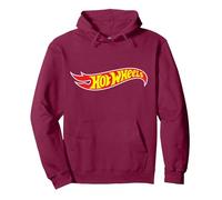 Felpa Hot Wheels Uomo, Ufficiale, Logo Felpa con Cappuccio, Unisex per Adulti, Bordeaux, XL