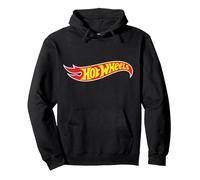 Felpa Hot Wheels Uomo, Ufficiale, Logo Felpa con Cappuccio, Unisex per Adulti, Nero, L