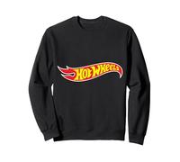 Felpa Hot Wheels Uomo, Ufficiale, Logo Felpa, Unisex per Adulti, Nero, S