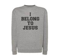 Felpa I Belong to Jesus Kaka grigia con cappuccio e tascone o girocollo Fede