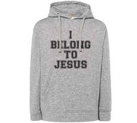Felpa I Belong to Jesus Kaka grigia con cappuccio e tascone o girocollo Fede