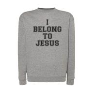 Felpa I Belong to Jesus Kaka grigia con cappuccio e tascone o girocollo religion