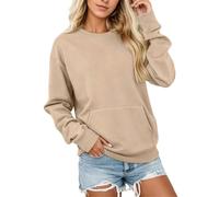 Felpa in Pile con Tasche, Comoda Felpa Senza Cappuccio con Tasca Frontale p | Felpa Con Orecchie Da Orso Bianca Pesanti Primaverili Blocchi Bimbo Raise Stampe Viscosa Anello Tuta Economiche