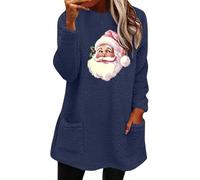Felpa in pile da donna cappotto caldo autunno inverno pullover termico senza cappuccio con cappuccio per allenamento interno esterno cappotto termico regali di Natale, Blu, 3XL