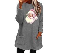 Felpa in pile da donna cappotto caldo autunno inverno pullover termico senza cappuccio con cappuccio per allenamento interno esterno cappotto termico regali di Natale, Grigio, 3XL