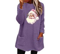 Felpa in pile da donna cappotto caldo autunno inverno pullover termico senza cappuccio con cappuccio per allenamento interno esterno cappotto termico regali di Natale, Viola, 3XL
