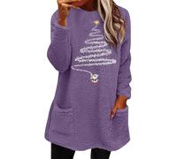 Felpa in pile da donna, comoda, termica, senza cappuccio, per allenamento al chiuso e all'aperto, regalo di Natale, Viola, 3XL