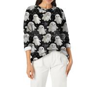 Felpa in pile da donna in pile felpato da donna, autunno e inverno, felpa girocollo in pile per la vita quotidiana, regali di Natale, Grigio scuro, L