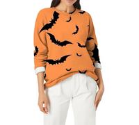 Felpa in pile da donna in pile felpato da donna, autunno e inverno, felpa girocollo in pile per la vita quotidiana, regali di Natale, Arancione, L