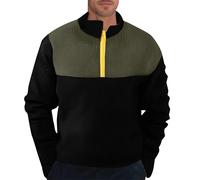 Felpa intelligente da uomo con blocco del colore da uomo con zip a un quarto di lunghezza, felpa invernale in pile da lavoro maglione senza cappuccio a nido d'ape felpe casual invernali calde felpe