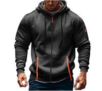Felpa invernale da uomo, con cappuccio, a maniche lunghe, con cappuccio, per uomo in primavera e autunno, casual, design unico, per esterni, tinta unita, con cappuccio, grigio., S