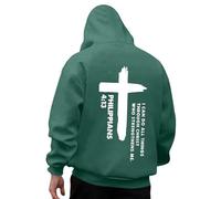 Felpa invernale da uomo, con cappuccio, con cappuccio, design God, casual, a maniche lunghe, abbigliamento quotidiano, Verde scuro, S