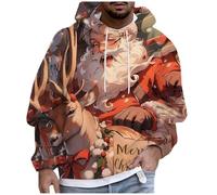 Felpa Invernale Uomo Brutti Divertente con Cappuccio, Maglione Natale Casual Vintage Creativa Maglia Confortevole Termica Elasticizzato Felpe Stampe di Elementi Natalizi per Uomini Autunno Inverno