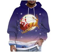 Felpa Invernale Uomo Brutti Divertente con Cappuccio, Maglione Natale Casual Vintage Creativa Maglia Confortevole Termica Elasticizzato Felpe Stampe di Elementi Natalizi per Uomini Autunno Inverno